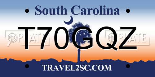 T70GQZ South Carolina License Plate