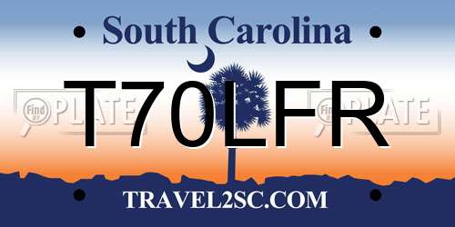 T70LFR South Carolina License Plate
