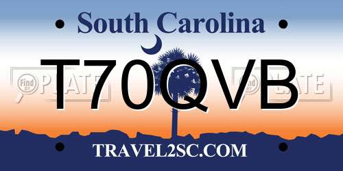 T70QVB South Carolina License Plate
