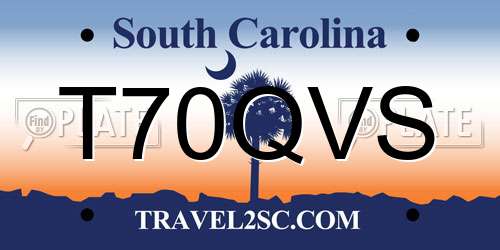 T70QVS South Carolina License Plate