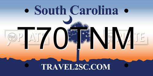 T70TNM South Carolina License Plate