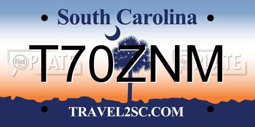 T70ZNM South Carolina License Plate