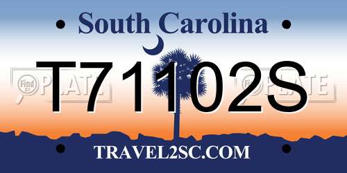 T71102S South Carolina License Plate