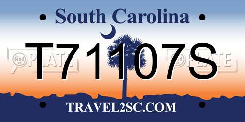 T71107S South Carolina License Plate
