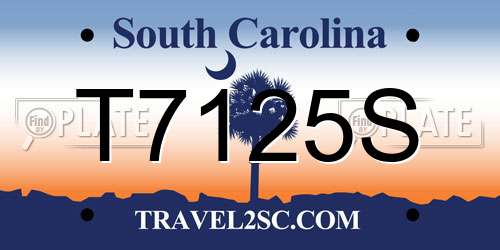 T7125S South Carolina License Plate