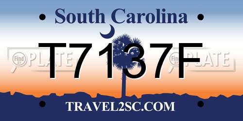 T7137F South Carolina License Plate