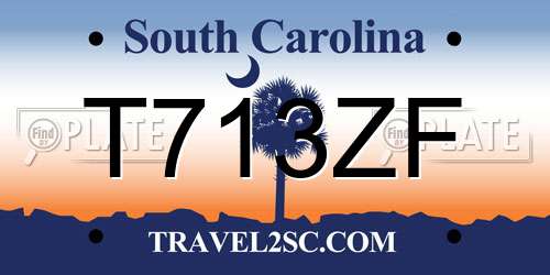 T713ZF South Carolina License Plate