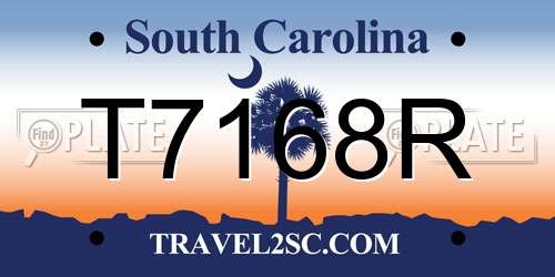 T7168R South Carolina License Plate