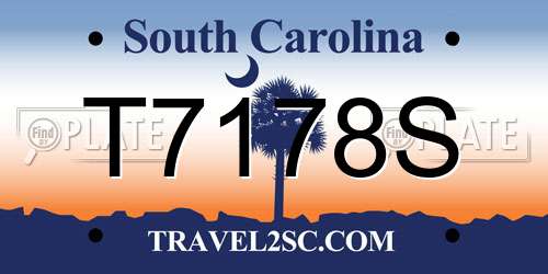 T7178S South Carolina License Plate
