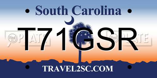 T71GSR South Carolina License Plate