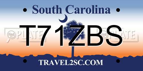 T71ZBS South Carolina License Plate