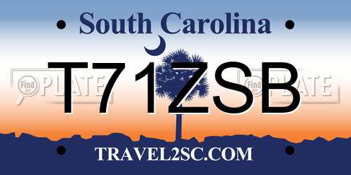 T71ZSB South Carolina License Plate