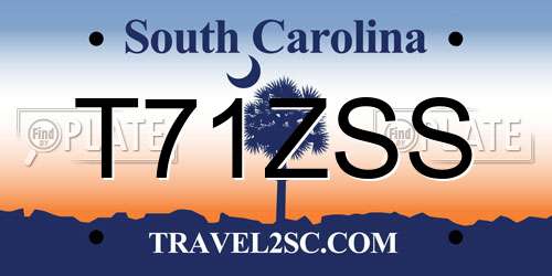 T71ZSS South Carolina License Plate
