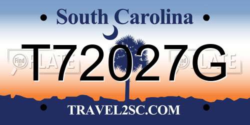 T72027G South Carolina License Plate