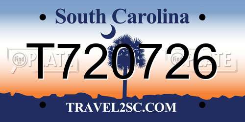 T720726 South Carolina License Plate