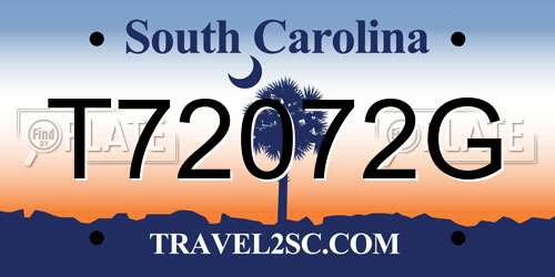 T72072G South Carolina License Plate