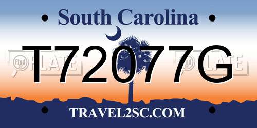 T72077G South Carolina License Plate