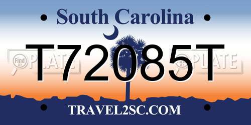 T72085T South Carolina License Plate