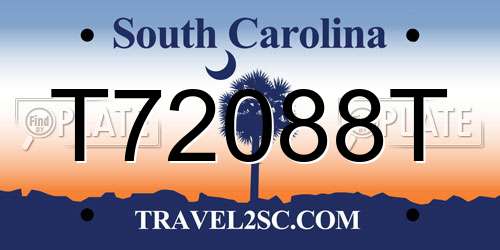 T72088T South Carolina License Plate