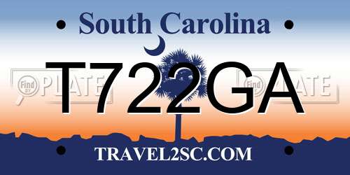 T722GA South Carolina License Plate