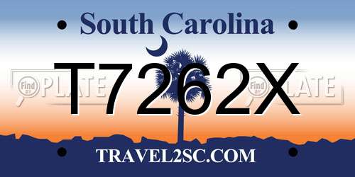 T7262X South Carolina License Plate
