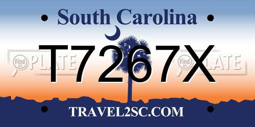 T7267X South Carolina License Plate