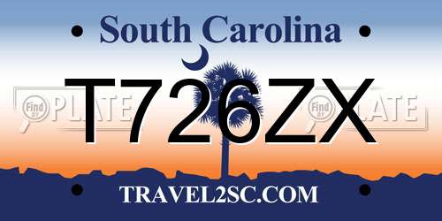 T726ZX South Carolina License Plate