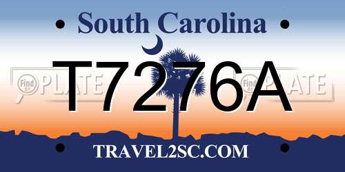 T7276A South Carolina License Plate