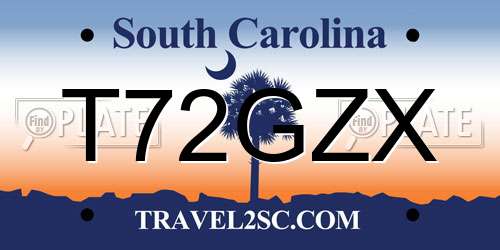 T72GZX South Carolina License Plate