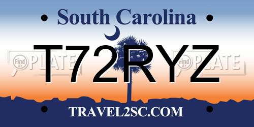 T72RYZ South Carolina License Plate