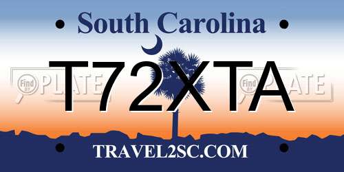 T72XTA South Carolina License Plate