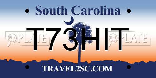 T73HIT South Carolina License Plate