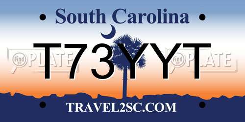 T73YYT South Carolina License Plate