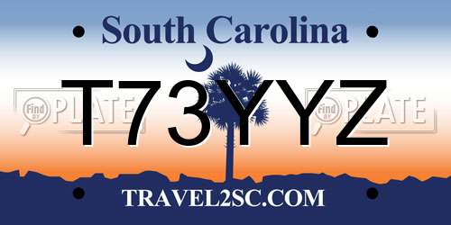 T73YYZ South Carolina License Plate