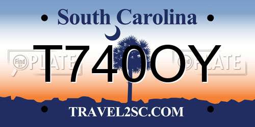 T740OY South Carolina License Plate