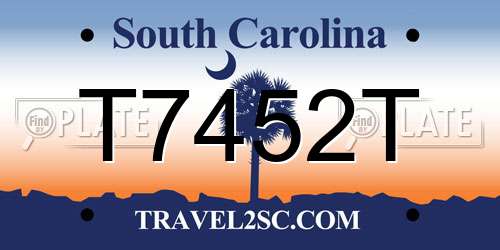 T7452T South Carolina License Plate