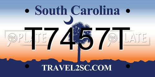 T7457T South Carolina License Plate