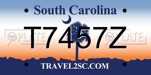 T7457Z South Carolina License Plate