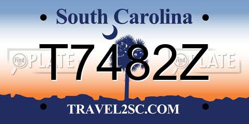 T7482Z South Carolina License Plate