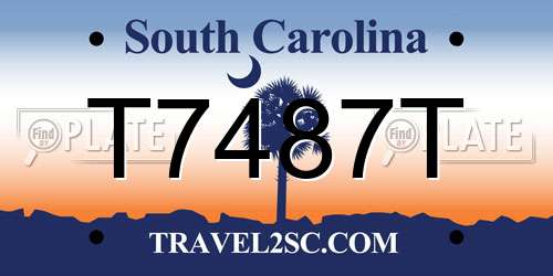 T7487T South Carolina License Plate