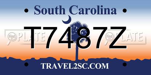 T7487Z South Carolina License Plate