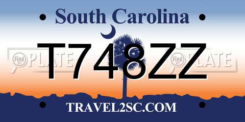 T748ZZ South Carolina License Plate