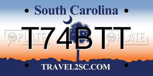 T74BTT South Carolina License Plate
