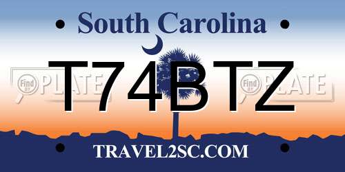 T74BTZ South Carolina License Plate