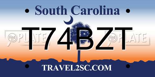 T74BZT South Carolina License Plate