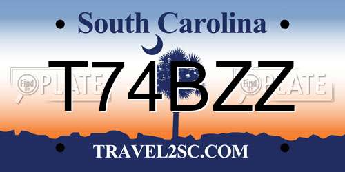 T74BZZ South Carolina License Plate
