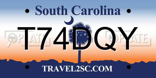 T74DQY South Carolina License Plate