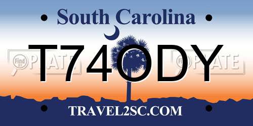 T74ODY South Carolina License Plate