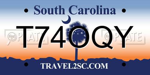 T74OQY South Carolina License Plate