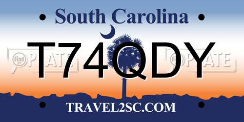 T74QDY South Carolina License Plate